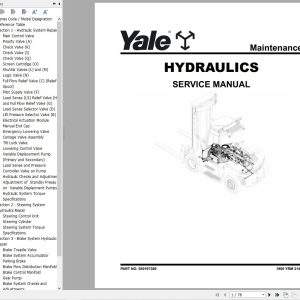 Yale Forklift H876 GDP190DC to GD280DC Service Manual 05.2023