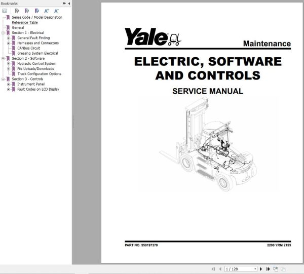 Yale Forklift H876 GDP190DC to GD280DC Service Manual 05.2023 1