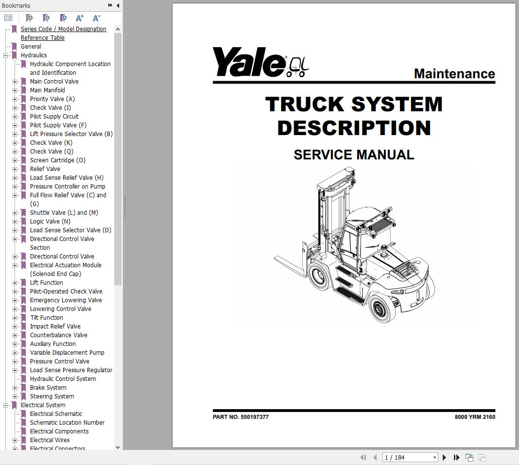 Yale Forklift H877 GDP300EC GDP330EC GDP360EC Service Manual 05.2023