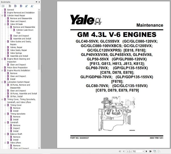 Yale Forklift J813 GP GLPGDP80VX to 120VX Service Manual 02.2023