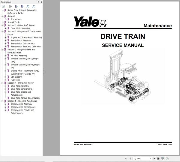 Yale Forklift J876 GDP80DF to GDP120DF Service Manual 02.2023 1