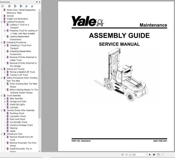 Yale Forklift J877 GDP130EF GDP140EF GDP160EF Service Manual 05.2023 2