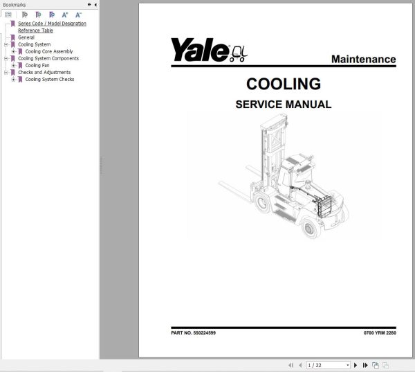 Yale Forklift J877 GDP300EF GDP330EF GDP360EF Service Manual 05.2023