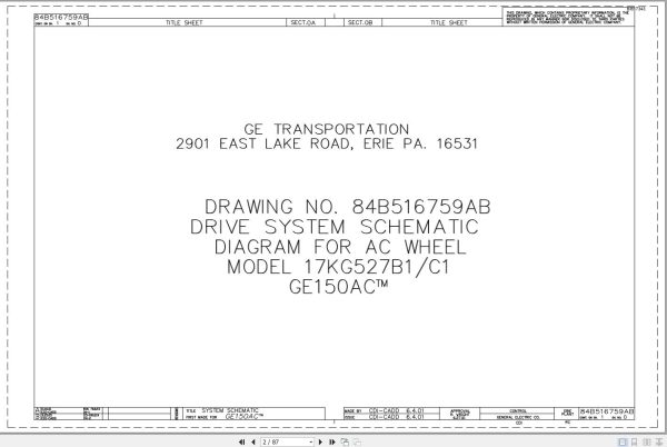 Caterpillar AC Wheel 17KG527B1 Drive System Schematic Diagram BI617343