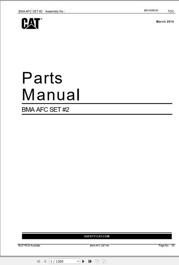 Caterpillar Armored Face Conveyor BMA AFC SET 2 Parts Manual BI014256