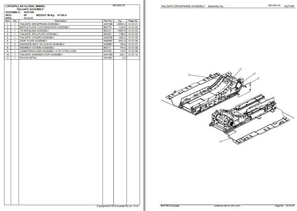Caterpillar Armored Face Conveyor CRINUM SET 1 AFC Parts Manual BI014261 1