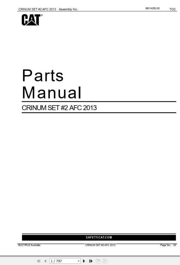 Caterpillar Armored Face Conveyor CRINUM SET 2 AFC Parts Manual BI014262