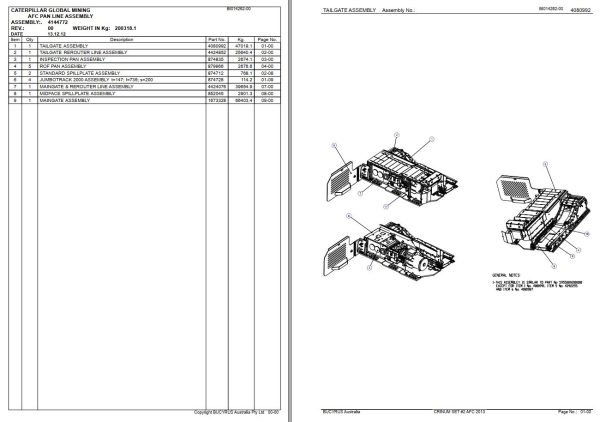 Caterpillar Armored Face Conveyor CRINUM SET 2 AFC Parts Manual BI014262 1