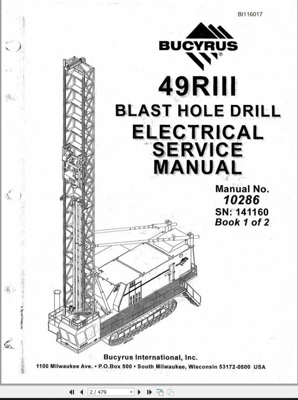 Caterpillar Blast Hole Drill Electrical 49RIII Service Manual BI116017