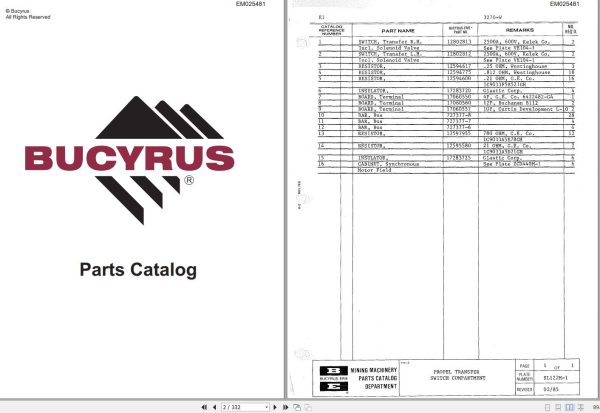 Caterpillar Dragline 1260W 1570W 1370W 2570W Parts Catalog EM025481