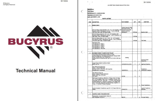 Caterpillar Dragline 7500 Substation and Machine Rework Service Manual BI116054