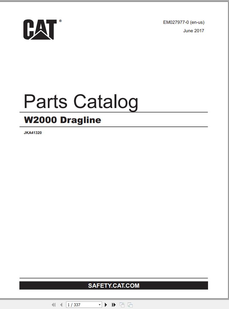 Caterpillar Dragline W2000 Parts Catalog EM027977