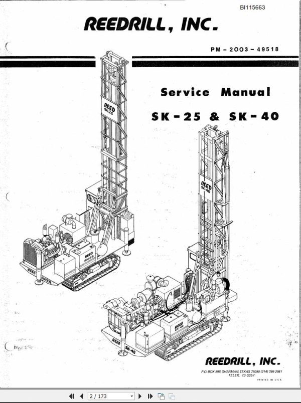 Caterpillar Drill SK 25 SK 40 Service Manual BI115663