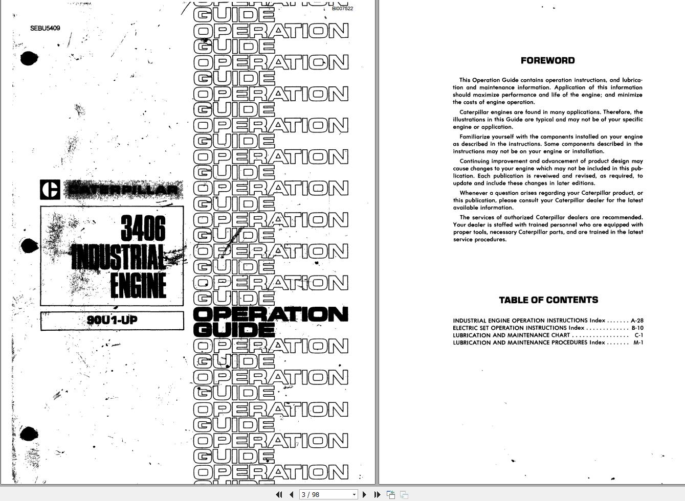 Caterpillar Engine 3406 Operation Guide BI007522