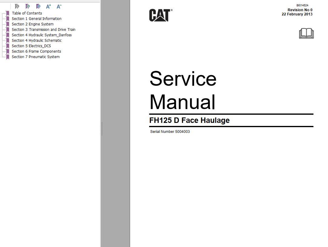 Caterpillar Face Haulage FH125D Service Manual