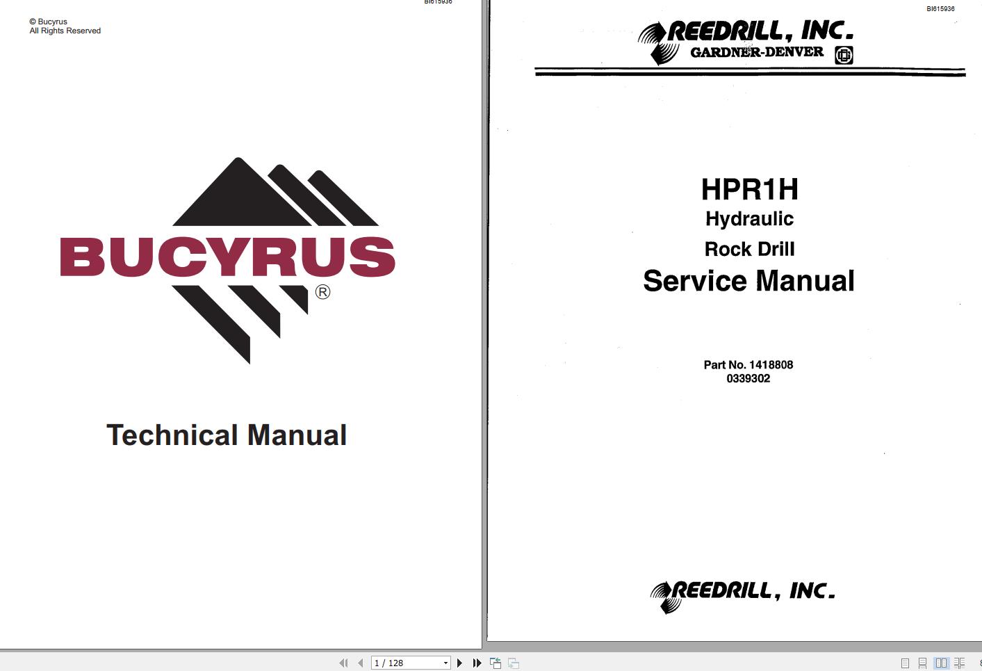 Caterpillar Hydraulic Rock Drill HPR1H Service Manual BI615936