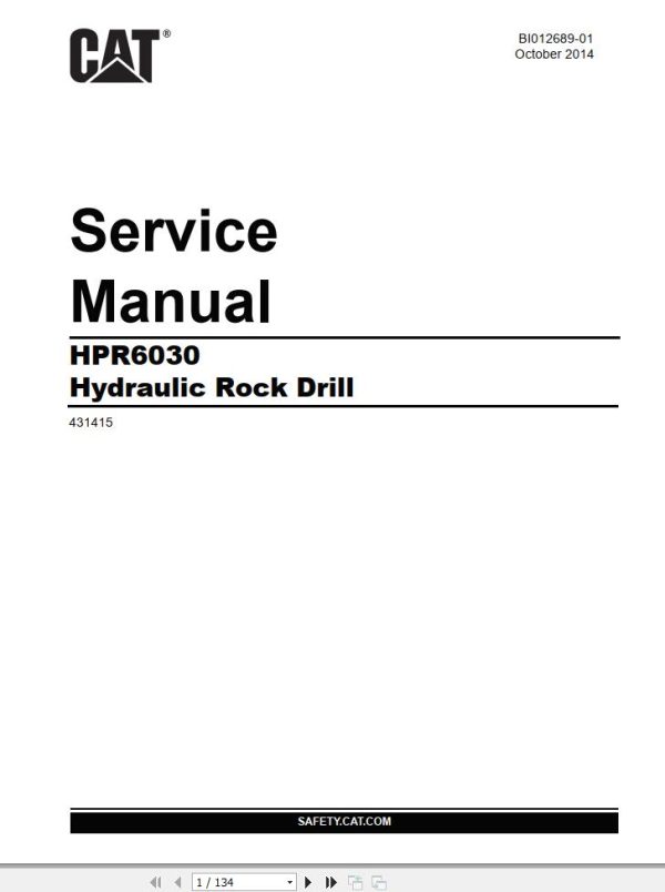 Caterpillar Hydraulic Rock Drill HPR6030 Service Manual BI012689