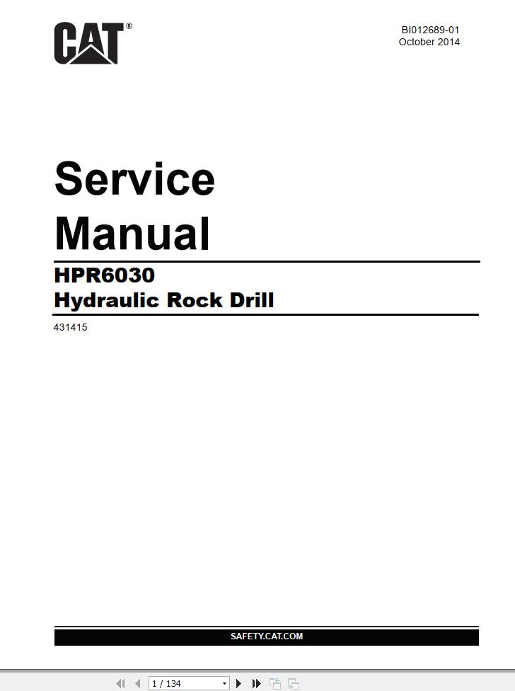 Caterpillar Hydraulic Rock Drill HPR6030 Service Manual BI012689