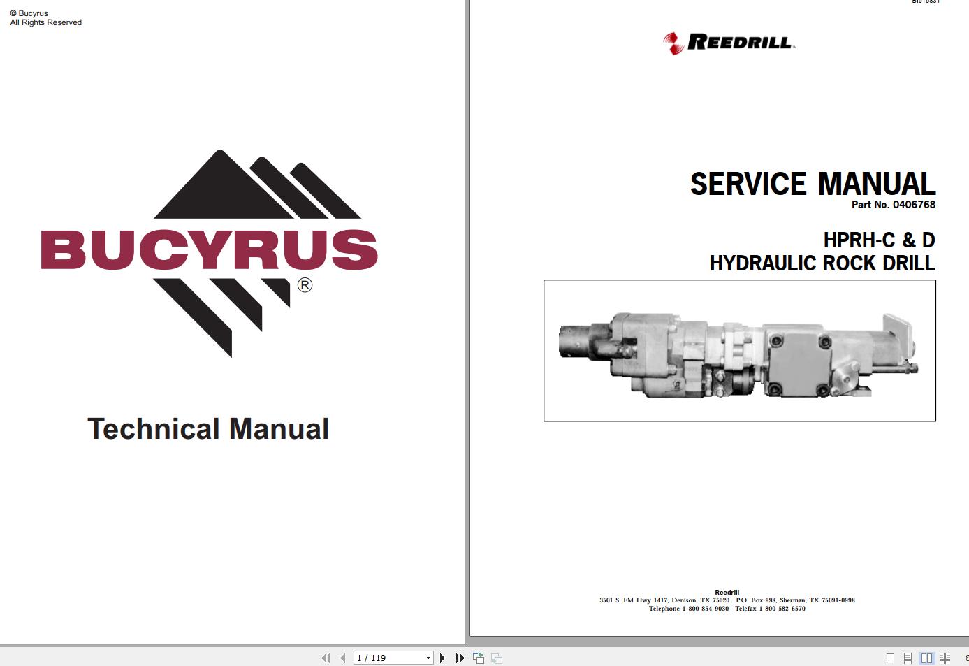 Caterpillar Hydraulic Rock Drill HPRH C HPRH D Service Manual BI615831