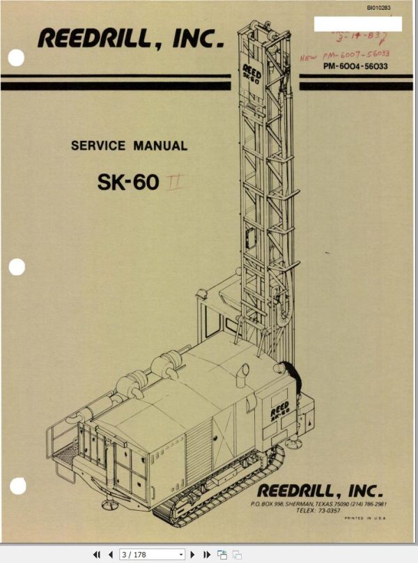 Caterpillar Infinity Blasthole Drill SK 60 Service Manual BI010283