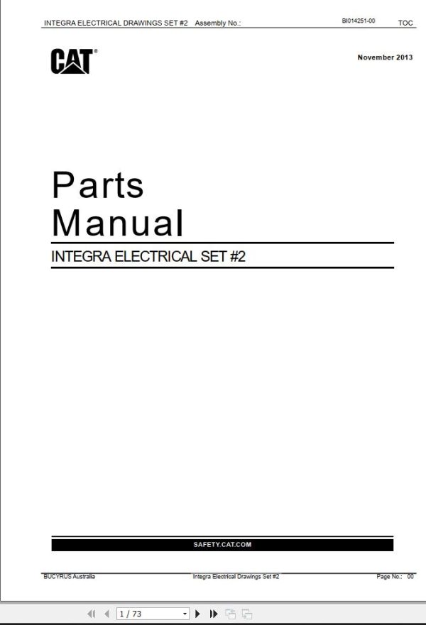 Caterpillar Integra Electrical Set Parts Manual BI014251
