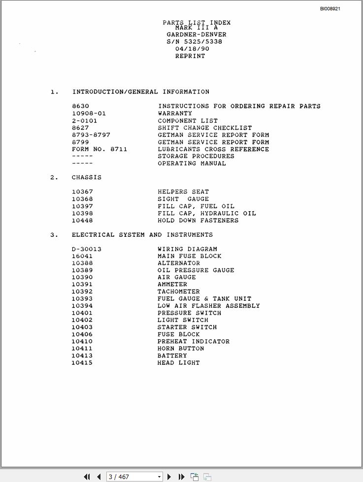 Caterpillar Jumbo Drill Mark III A Parts List BI008921