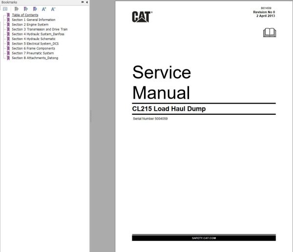 Caterpillar Load Haul Dump CL215 Service Manual