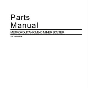 Caterpillar Miner Bolter Metropolitan CM845 Parts Manual BI014254