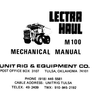 Caterpillar Mining Truck M100 Mechanical Manual BI007652