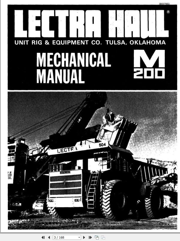 Caterpillar Mining Truck M200 Mechanical Manual BI007653