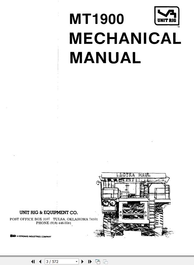 Caterpillar Mining Truck MT1900 Mechanical Manual BI007436