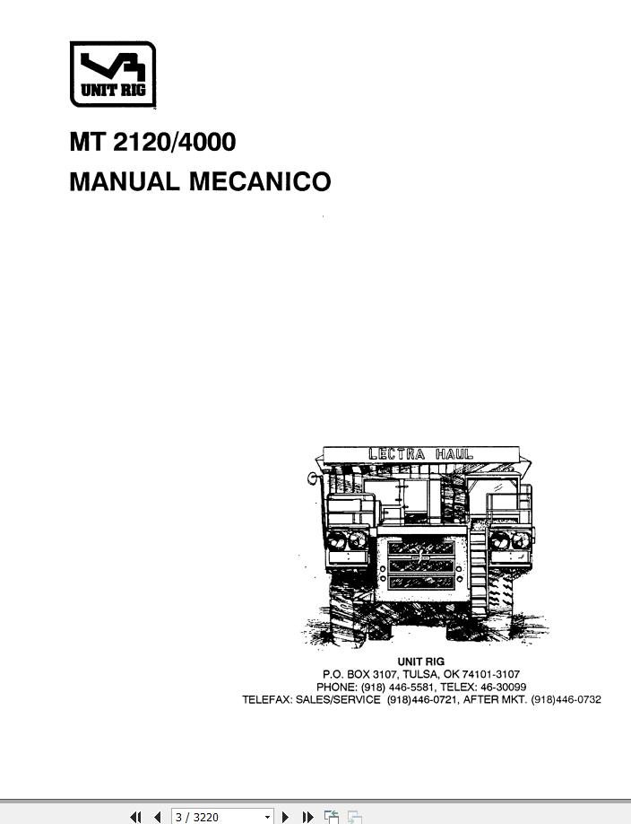 Caterpillar Mining Truck MT2120 MT4000 Mechanical Manual BI007364 EN ES