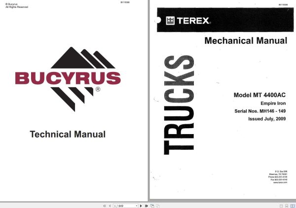 Caterpillar Mining Truck MT4400AC Mechanical Manual BI115398