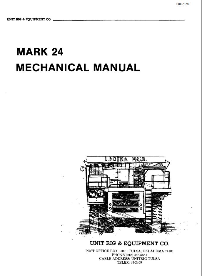 Caterpillar Mining Truck Mark 24 Machanical Manual