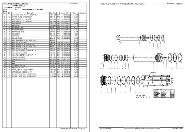 Caterpillar North Goonyella Australian Customised Shields Parts Manual BI014260 1