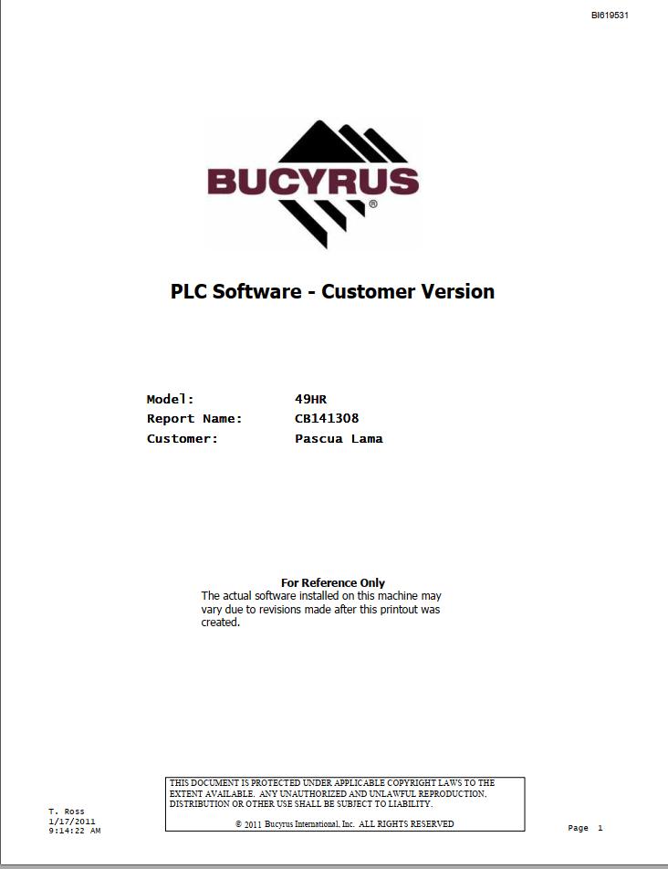 Caterpillar PLC Software Customer Version 49HR Service Information