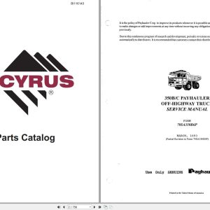 Caterpillar Pay Hauler 350B 350C Service Manual BI116143