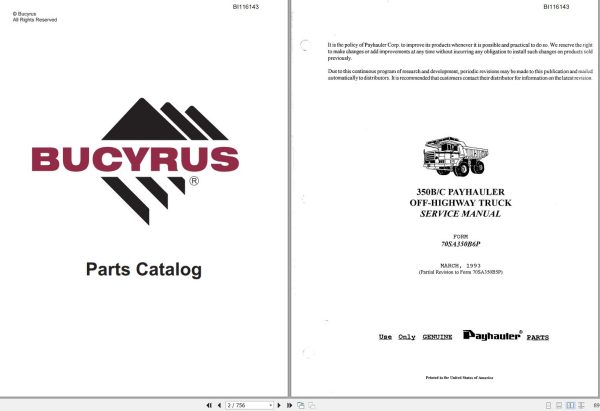 Caterpillar Pay Hauler 350B 350C Service Manual BI116143