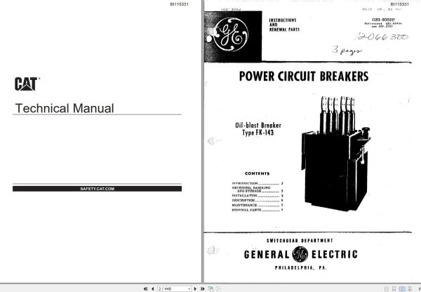 Caterpillar Power Circuit Breakers FK 143 Technical Manual BI115331
