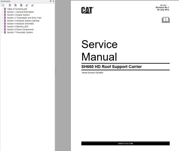 Caterpillar Roof Support Carrier SH660HD Service Manual