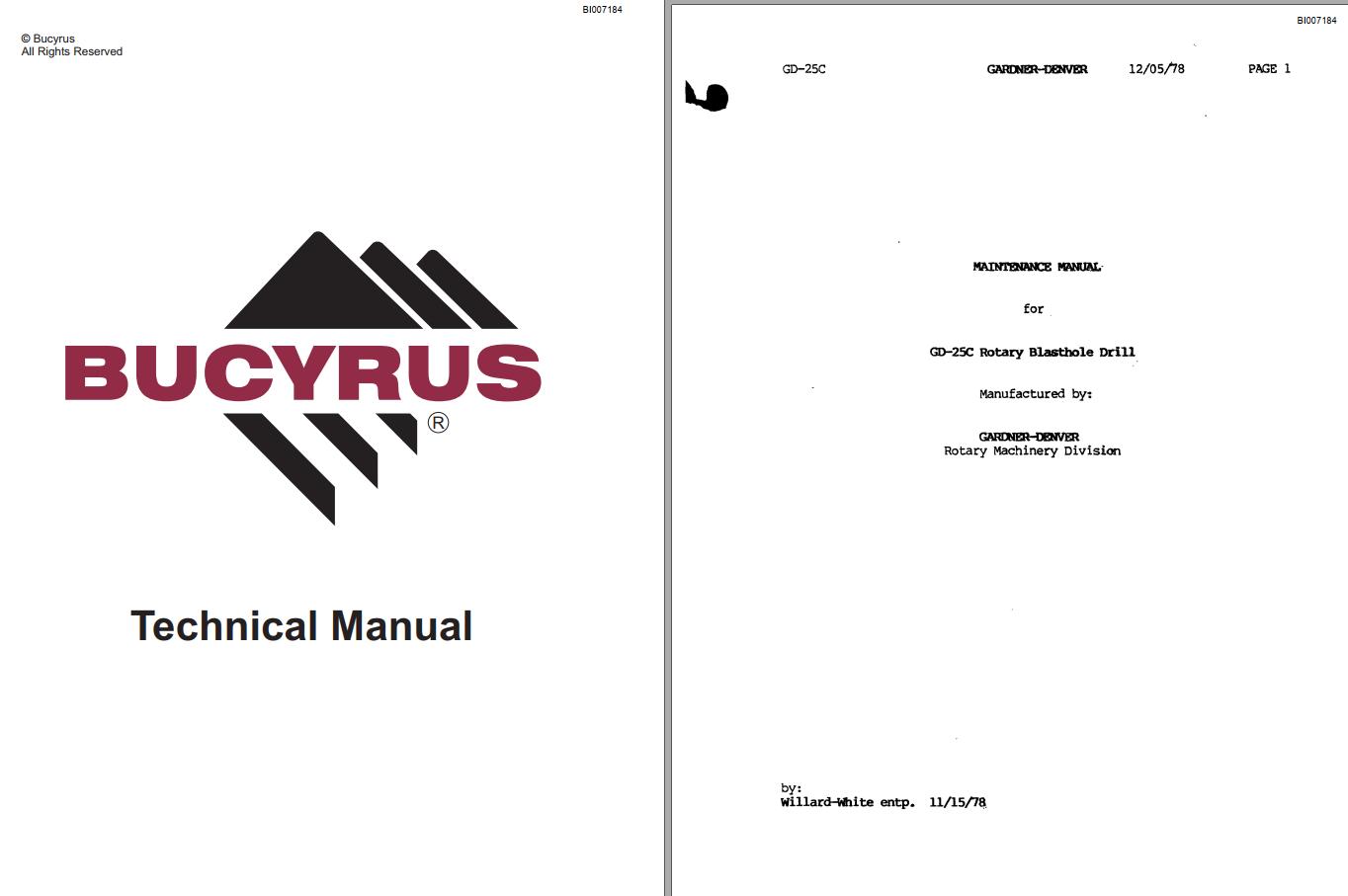 Caterpillar Rotary Blasthole Drill GD 25C Maintenance Manual BI007184