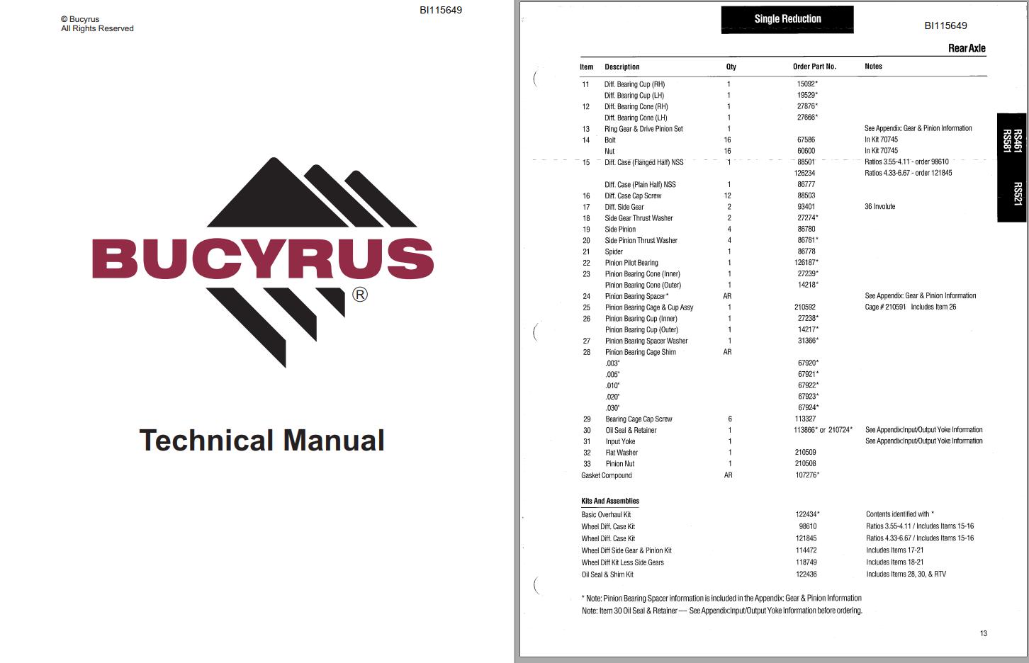 Caterpillar Rotary Drill Parts Manual BI115649