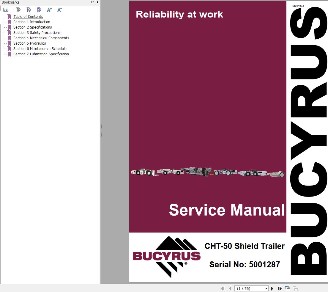 Caterpillar Shield Trailer CHT 50 Service Manual