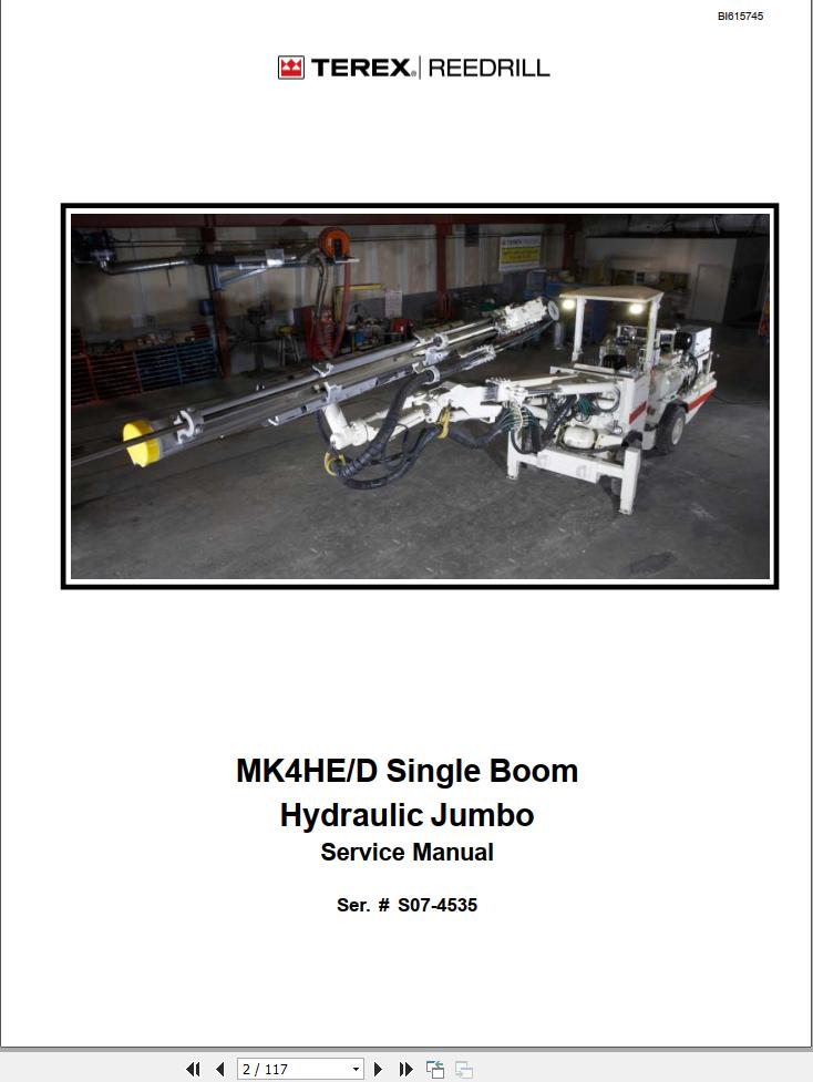 Caterpillar Single Boom Hydraulic Jumbo MK4HE MK4HD Service Manual BI615745