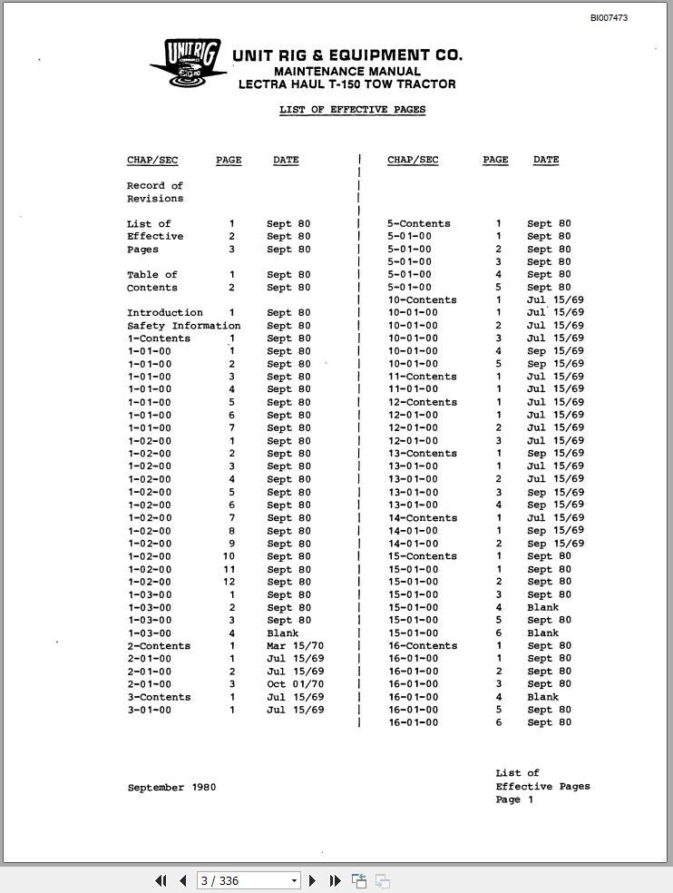Caterpillar Tow Tractor T 150 Maintenance Manual BI007473