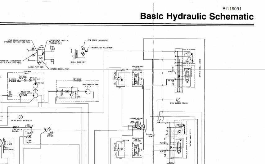 Caterpillar Track Drill 300 400 Hydraulic Schematic BI116091