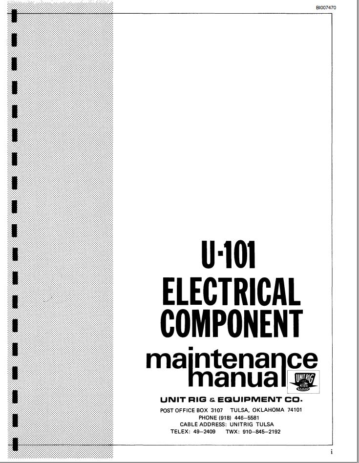 Caterpillar Truck Component U 101 Electrical Component Maintenance Manual BI007470