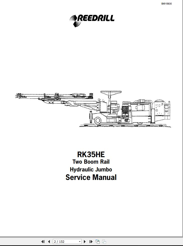 Caterpillar Two Boom Rail Hydraulic Jumbo RK35HE Service Manual BI615830