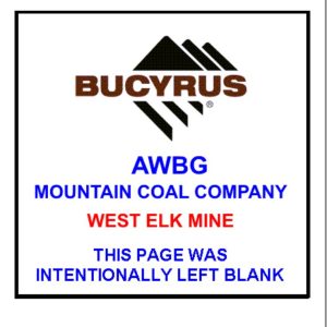 Caterpillar WEST ELK MINE EL2000 017 Parts Catalog