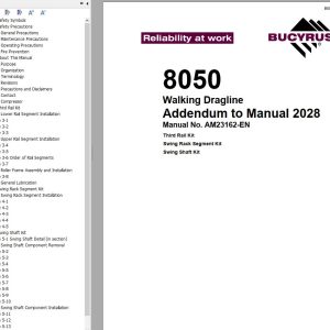 Caterpillar Walking Dragline 8050 Addendum to Manual BI006742